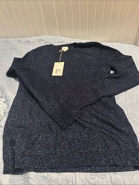 a new day Navy Metallic Sparkle Crewneck Sweater